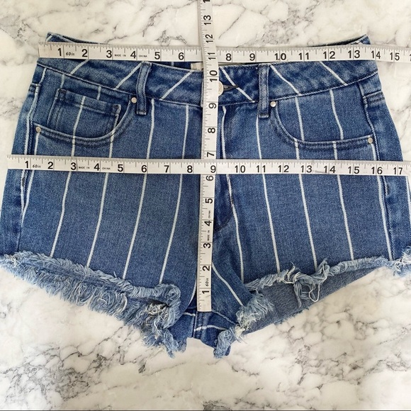 Pacsun high rise striped denim festival shorts windowpane in null size 26 - Picture 7 of 13